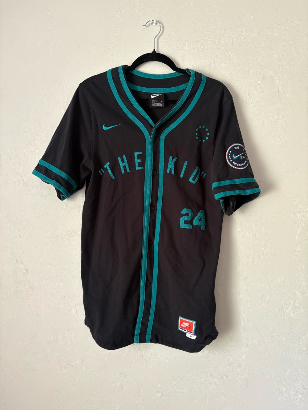 Nike Black & Teal 'THE KID' Baseball Jersey